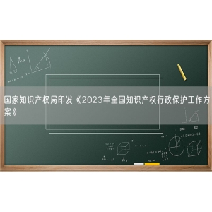 国家知识产权局印发《2023年全国知识产权行政保护工作方案》